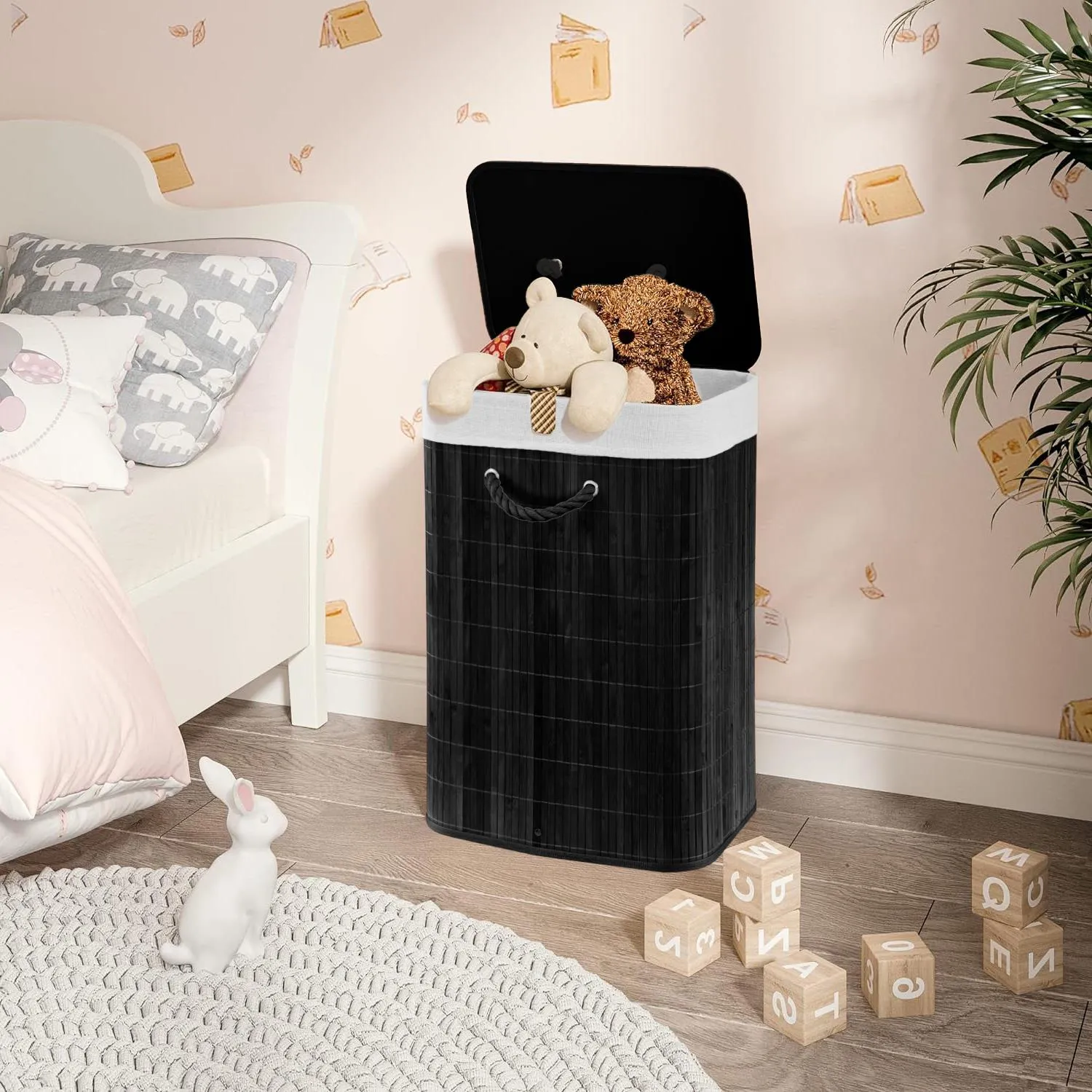 Rectangular Bamboo Basket Black