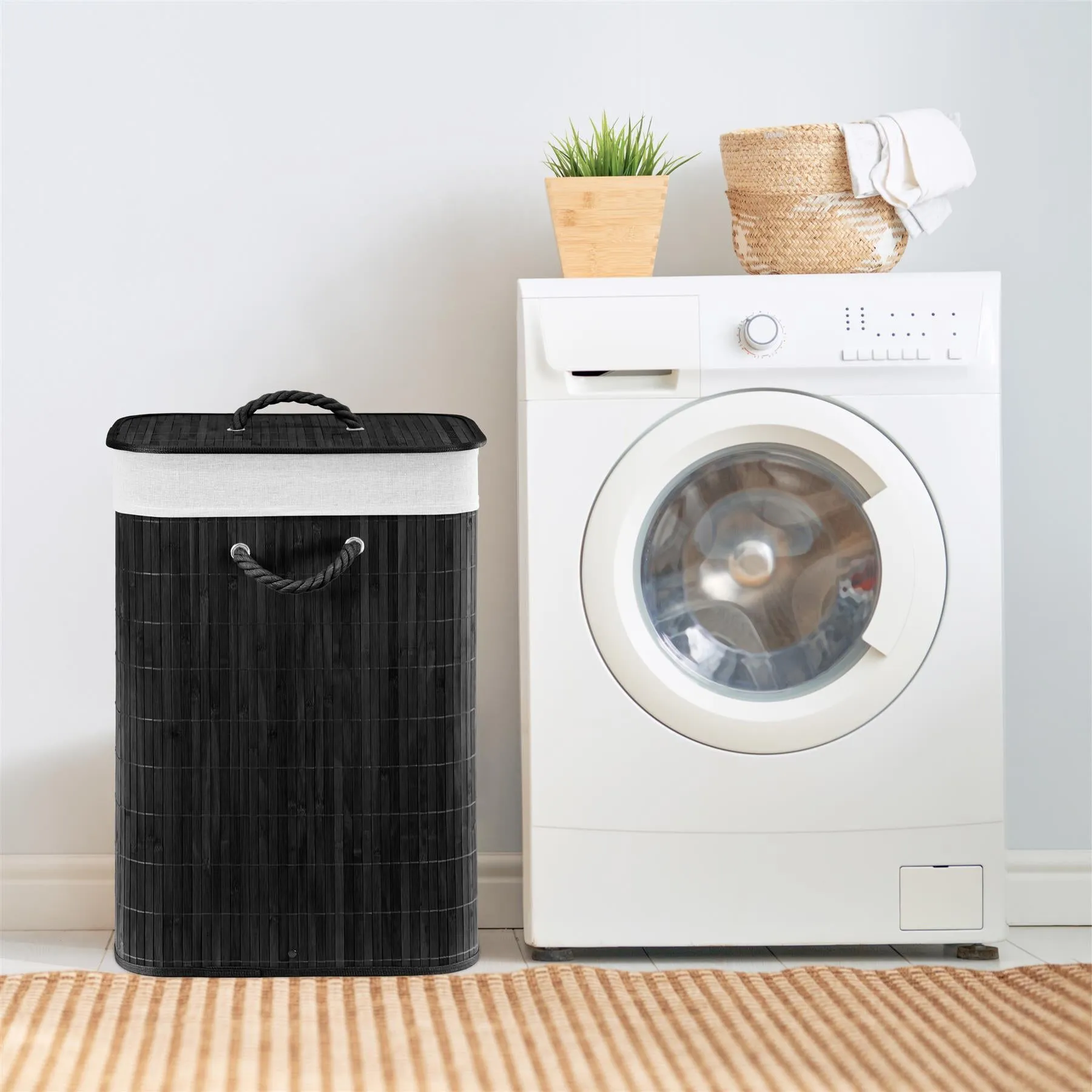 Rectangular Bamboo Basket Black