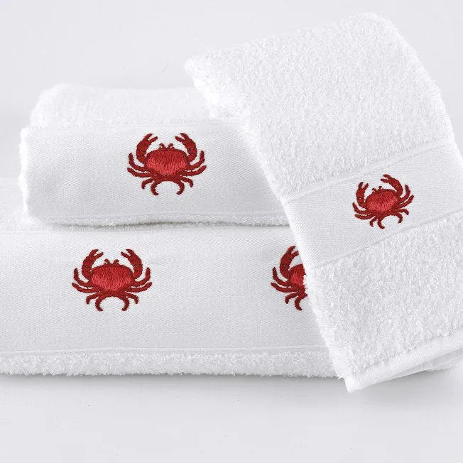 Red Crab Embroidered Quick-Dry Towel Set