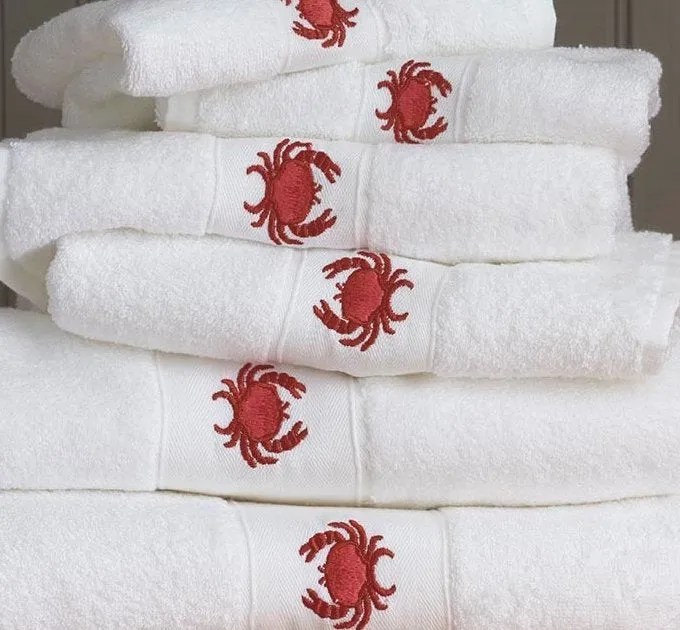 Red Crab Embroidered Quick-Dry Towel Set