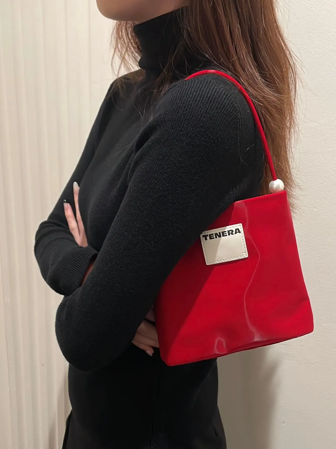 Red Velvet pearl Bag - Regular Size - Red