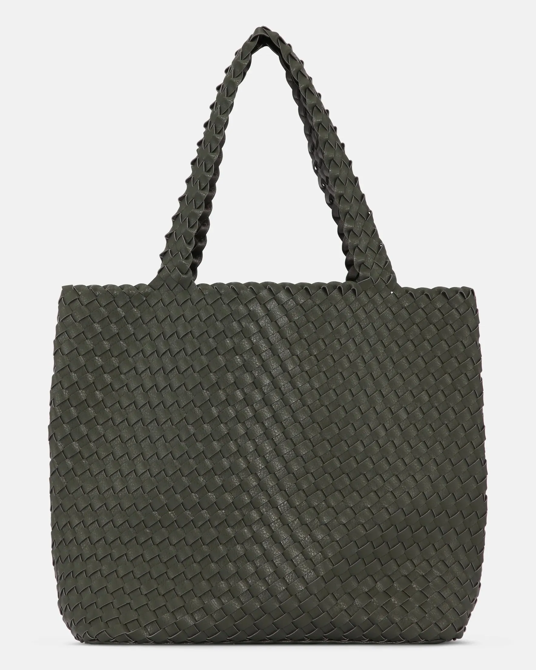 Reversible Woven Tote, Army /Gunmetal