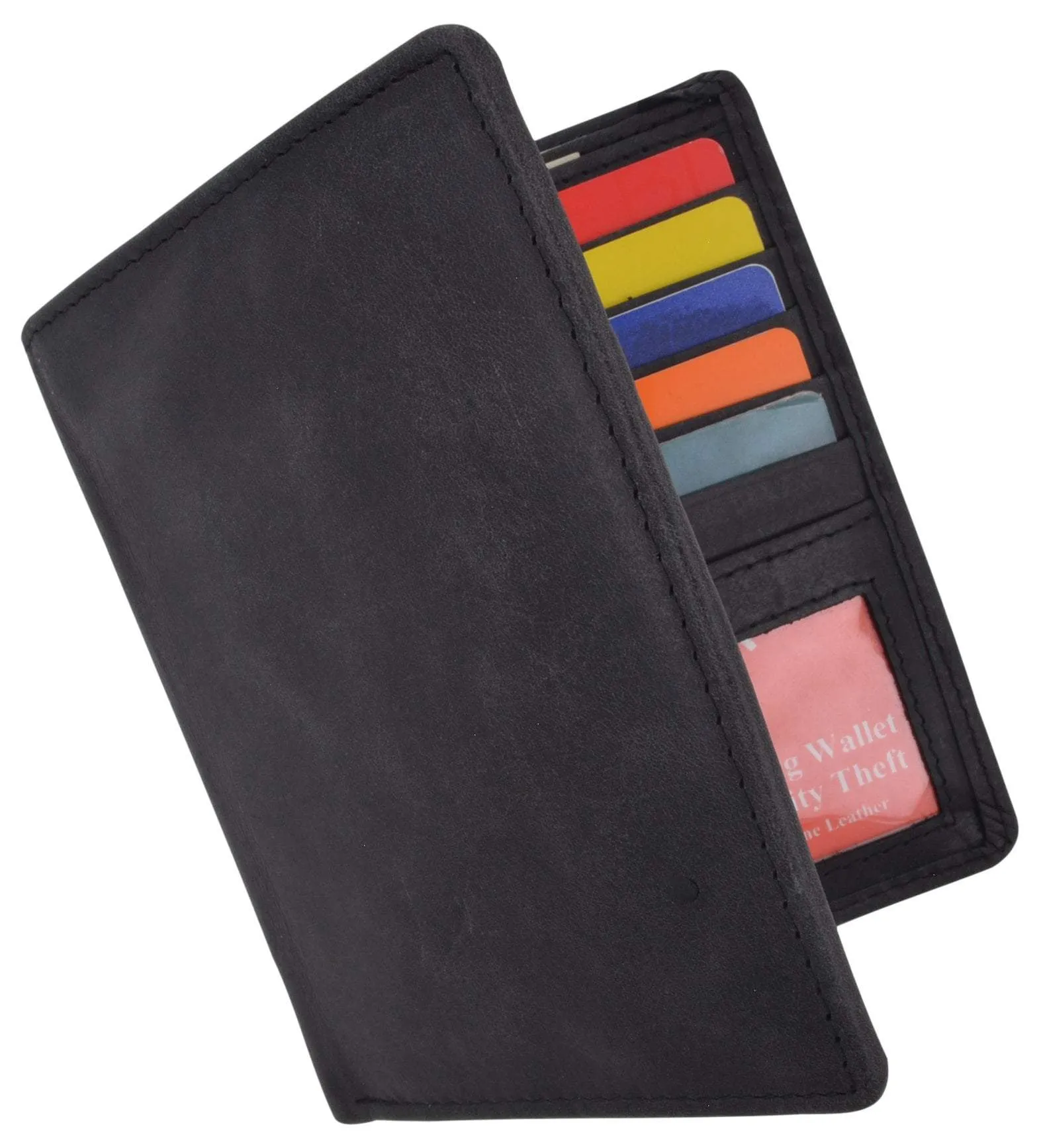 RFID Blocking Hunter Leather Bifold Slim Hipster Credit Card Double ID Wallet