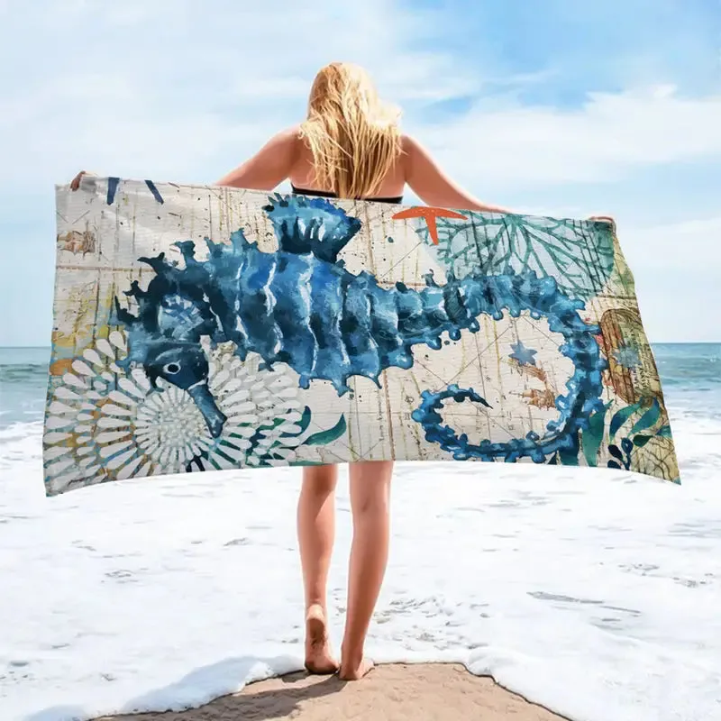 Seahorse Pattern Quick Dry Beach Towel