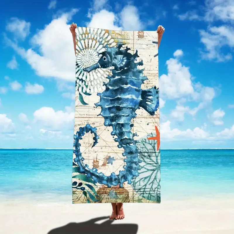 Seahorse Pattern Quick Dry Beach Towel