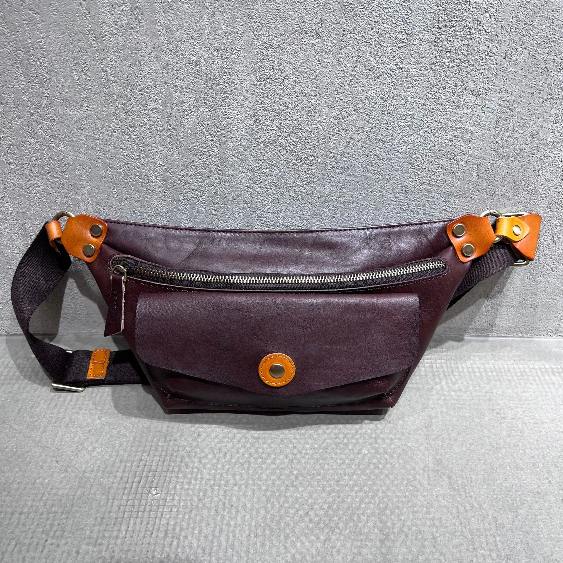 Small Handmade Women's Leather Crossbody Sling Bag Chest Bag For Women