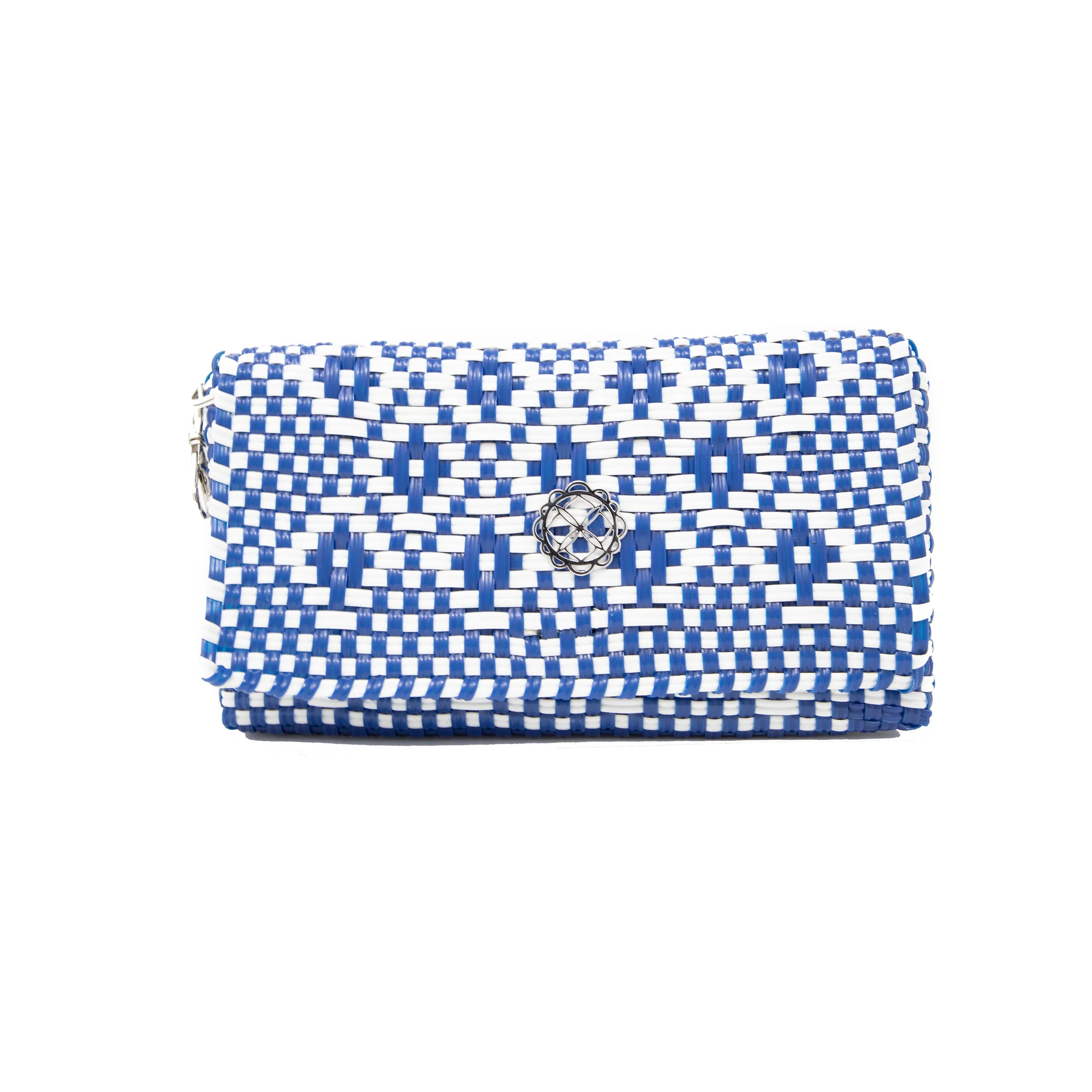 TRAVEL BLUE AZTEC STRIPE TOTE BAG WITH CLUTCH