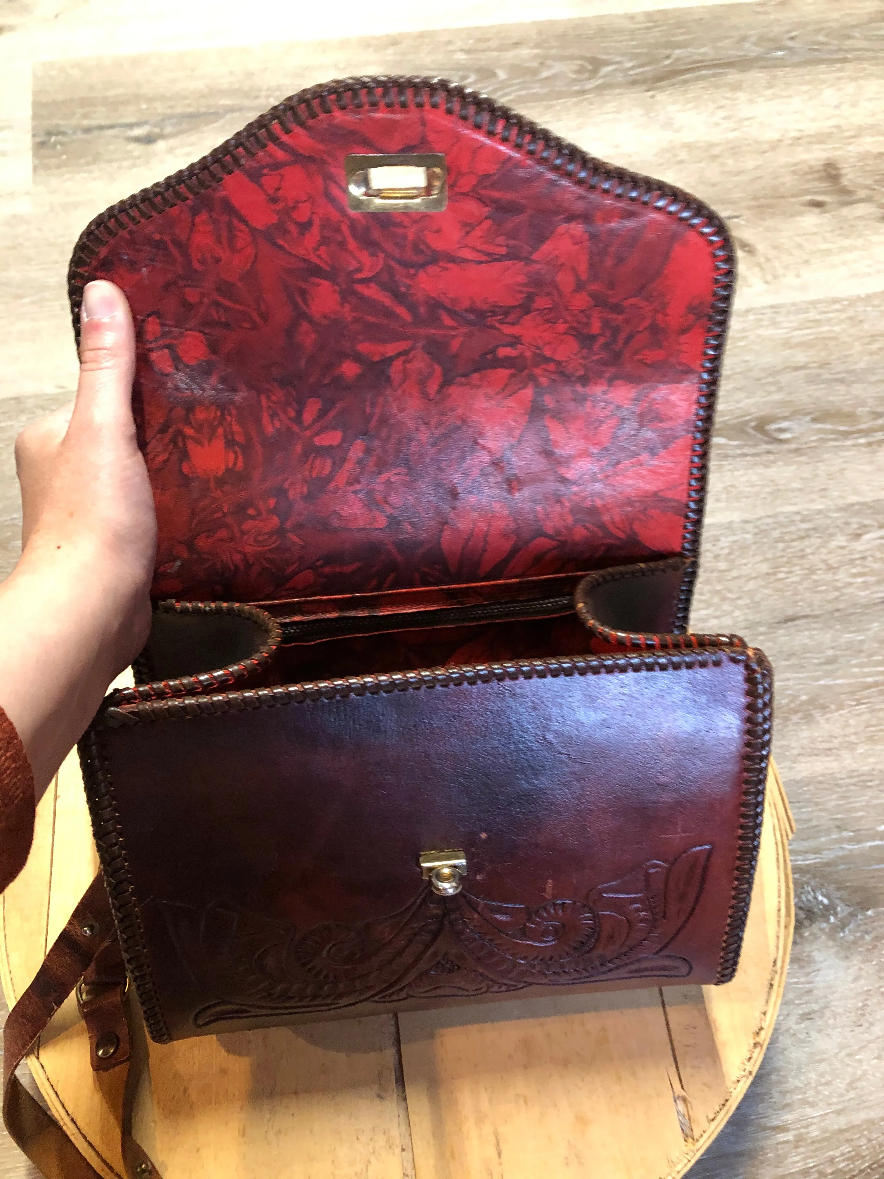 Vintage Brown Leather Handbag, SOLD