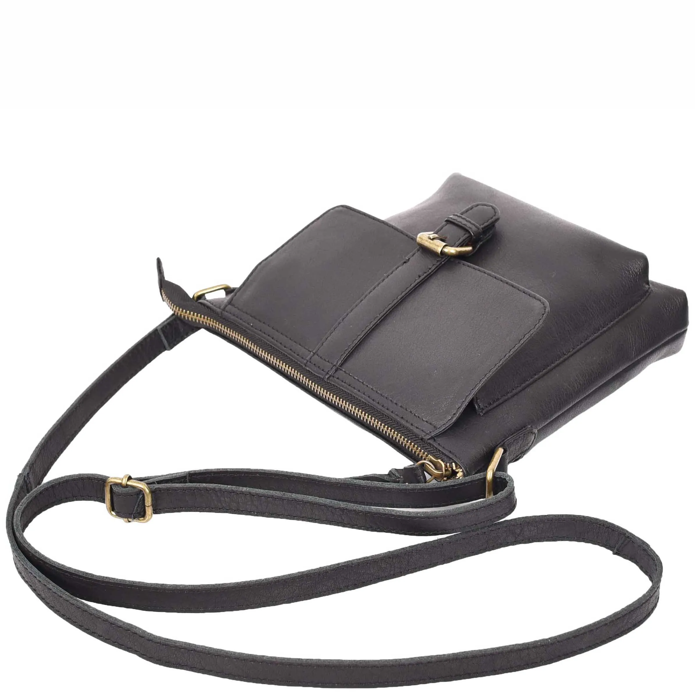 Womens Leather Cross Body Shoulder Bag Corfu Black