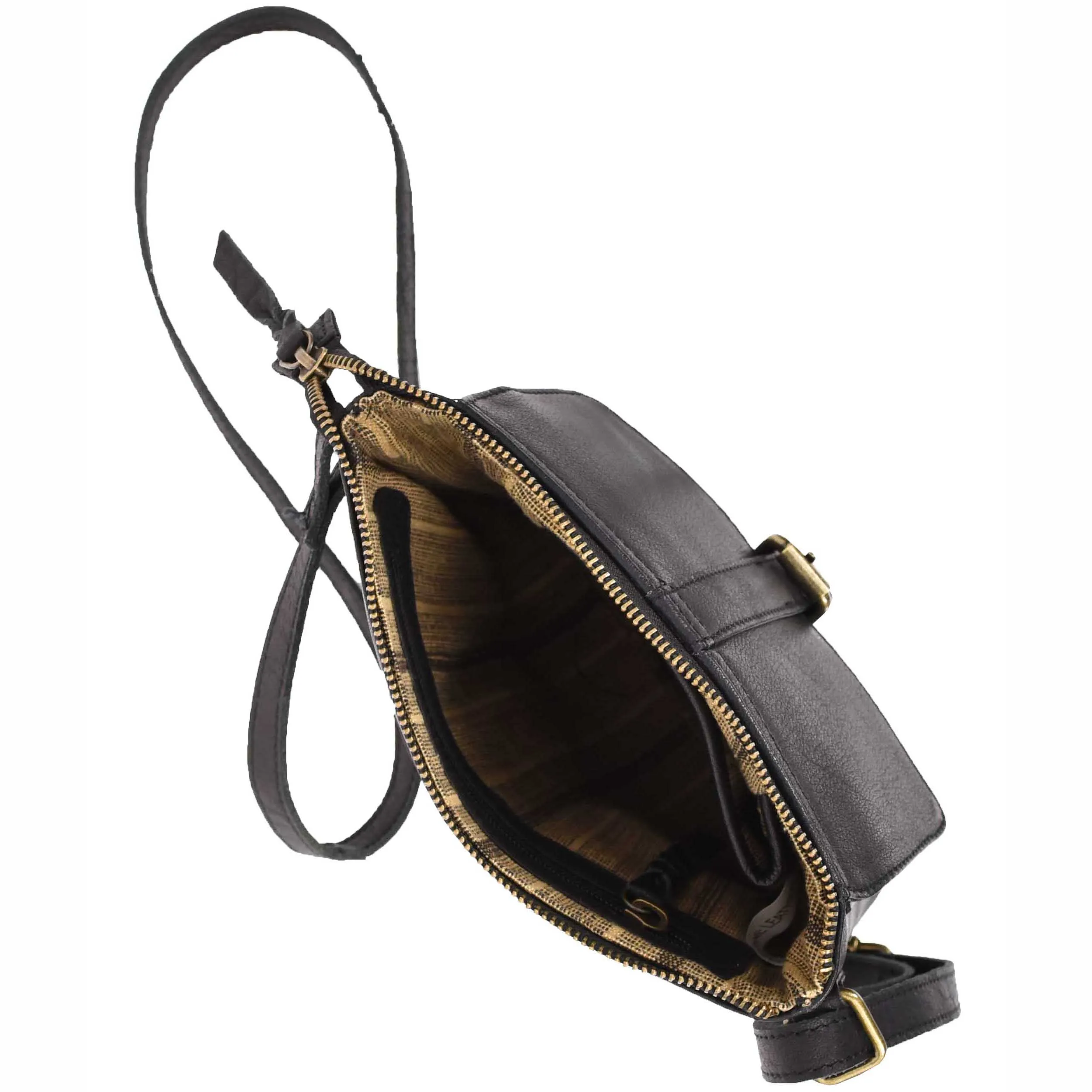 Womens Leather Cross Body Shoulder Bag Corfu Black