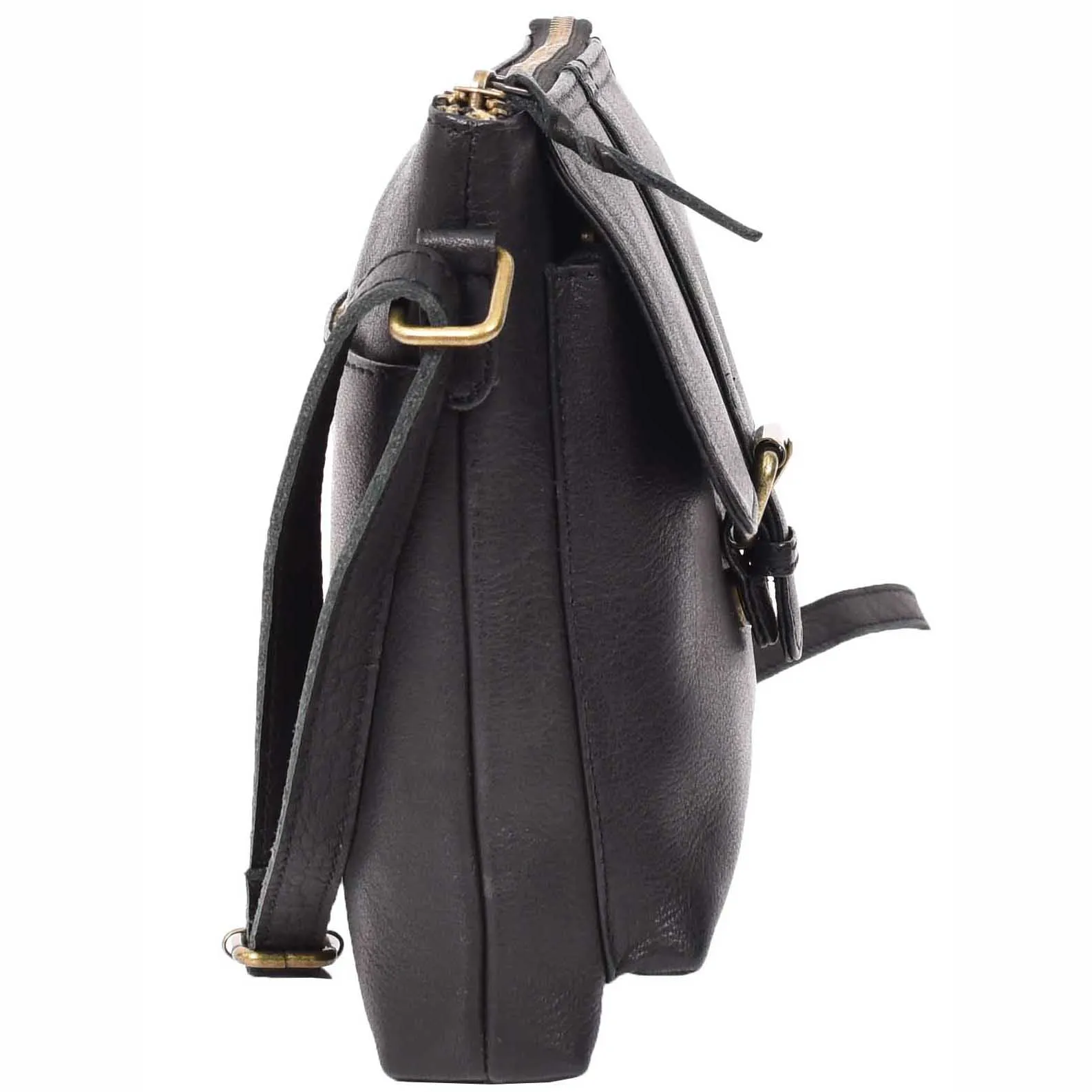 Womens Leather Cross Body Shoulder Bag Corfu Black