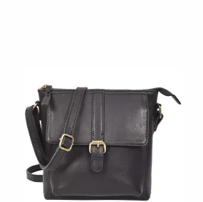 Womens Leather Cross Body Shoulder Bag Corfu Black